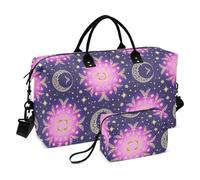 Boho Viola Mistero Luna Decorativo Carry on Bag Sport Duffel Borse con Cinghia Regolabile per Trekking Multifunzionale bolso para en Avion