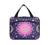 Boho Viola Mistero Luna Hanging Bag per Viaggio con gancio, Designer Chic Make up Bag per le Donne Viaggio Crociere bolsas para maquillaje de Mujer L