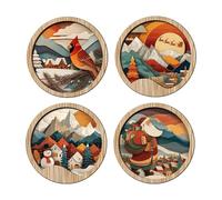 Boho Wall Art Decorazione - 4 Pezzi Decorazione Da Parete In Legno Rustico Boemia In Legno Per Bagni | Ornamento Di Natale Per Soggiorno Bedroomamanos Giardino Azienda Patio I