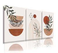 Boho-Wandkunstdrucke, Boho-Wanddekoration, Mid-Century Modern-Wandkunst, 3er-Set, abstrakte geometrische Drucke, Schwarz-Beige, Terrakotta, minimalist