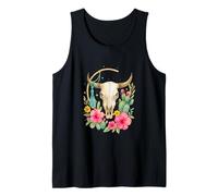 Boho Western Bull Skull Floral Cactus Watercolor Canotta