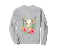 Boho Western Bull Skull Floral Cactus Watercolor Felpa