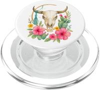 Boho Western Bull Skull Floral Cactus Watercolor PopSockets PopGrip per MagSafe