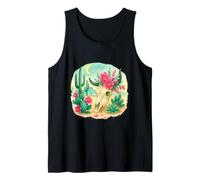 Boho Western Floral Cow Skull Desert Cactus Watercolor Canotta