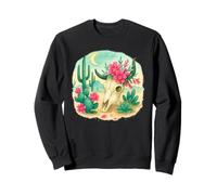 Boho Western Floral Cow Skull Desert Cactus Watercolor Felpa