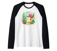 Boho Western Floral Cow Skull Desert Cactus Watercolor Maglia con Maniche Raglan