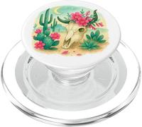 Boho Western Floral Cow Skull Desert Cactus Watercolor PopSockets PopGrip per MagSafe