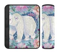 Boho White Polar Bear Florals 2 Pack cintura di sicurezza spalla pad Stop cintura di sicurezza taglio nel collo per zaino Protector para cinturón de carro