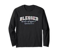 Boho Wildflower Bible Verse Christian. Blessed Maglia a Manica