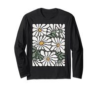 Boho Wildflowers Daisy Floral Pattern Neutro Botanico Maglia a Manica