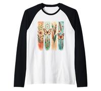 Boho Wildflowers, stile shabby chic, piume acchiappasogni Maglia con Maniche Raglan