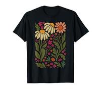 Boho Wildflowers Womens Floral Nature Botanical Cottagecore Maglietta
