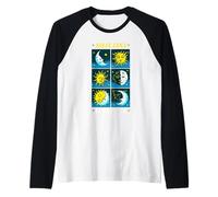 Boho Witchy Hippy Celestial Luna Solis Sun Man sulla Luna Maglia con Maniche Raglan