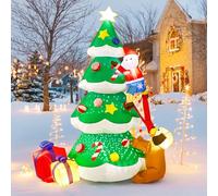 BOHON Decorazioni gonfiabili per albero di Natale da 2,5 m, con luce a fiocco di neve rotante integrata e LED, albero di Natale con Babbo Natale, scatole regalo gonfiabili per interni