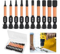 Bohoray 10 Pezzi Impulsi Impact Inserti per Avvitatore, Torsion Punte Avvitatore, Magnetiche Inserti Torx per Cacciavite in Acciaio, Trapano a Testa Esagonale, Chiave a Cricchetto