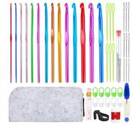 Bohoray 14 Pezzi Uncinetto Set, Ergonomici Uncinetti, Alluminio Multicolore Crochet kit Accessori per Principianti, Regalo, DIY Cappelli Giocattoli Ragazze con Scatola, Mamma