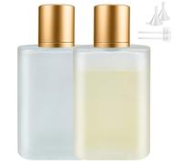 Bohoray 2 Pezzi Flacone Spray Vuoto 100ml, Vetro Bottiglia Spray Arrotondato, Contenitore Spray Vuoto,Portaprofumo Da Viaggio, Ricaricabili con Pompa Nebulizzatrice e Imbuto per Donne o Ragazze (oro)