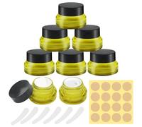 Bohoray 6 Pezzi 30ml Vasetti Vetro Ambrato, Contenitore Cosmetico Bottiglie di Vetro Vuote con Coperchio Etichetta Spatola, Contenitori Creme per Cosmetici, Creme, Essenziali, Lozioni, Oli