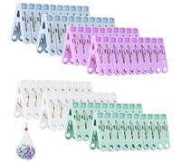 Bohoray 98 Pezzi 4 Colori Mollette per Bucato, Mollette Biancheria Plastica Con Sacchetto di Stoccaggio, Mollette per Bucato Antisegno, Antivento e Antiscivolo Per Vestiti, Calze, Cibo e Foto