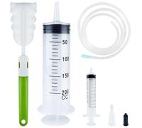 Bohoray Siringa Grande 200ml+10ml,Plastica Siringhe Per Liquidi Con Catetere, Siringa Per Olio Motore Con Spazzola, Riutilizzabili Siringa Per Idroponica Misurazione, Alimentazione Animali Domestici