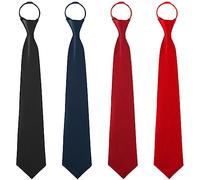 Bohrma 4 pezzi Set di Cravatte da Uomo Già Legate con Elastico Cravatta Regolabile in Raso con Cerniera Cravatta di Sicurezza Cravatta da Matrimonio Cravatta da Lutto