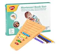 BOHS Perle Montessori per Contare 1-10 con Supporto in Legno | Segmenti cromatici su filo di rame; quantità, sequenze e prime addizioni; associazione numero-quantità e motricità fine