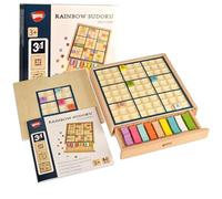 BOHS Sudoku in Legno 3 in 1 con Libro di 320 Puzzle | Griglie 4x4, 6x6 e 9x9; tessere reversibili multicolore; risoluzione con numeri o colori, senza carta né matita