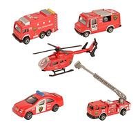 BOHS Veicoli Metallici in Miniatura-Autopompa antincendio, Elicottero di Salvataggio, Serbatoio d'Acqua, Auto di pattuglia, Centro di Comando (5 unità)