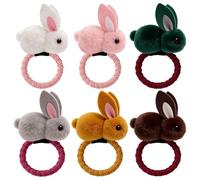 Bohue 6 elastici per capelli per il giorno di Pasqua, con accessori per capelli a forma di coniglio, elastici per coda di cavallo, per Pasqua (6 colori)