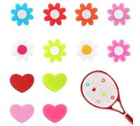 BOHUIZ 12 ammortizzatori di vibrazioni per racchette da tennis, ammortizzatori colorati in silicone a forma di fiore e cuore per smorzamento delle corde della racchetta da tennis
