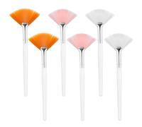 BOHUIZ 6 pennelli a ventaglio per il viso, pennelli sottili e morbidi per il trucco, applicatori per maschere glicoliche, maschere per fango e argilla, accessori estetici (rosa, bianco, giallo)