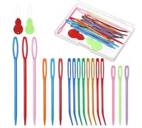 BOHUIZ Set di 19 aghi per filati, assortiti, per ricamo, ricamo, rammendo, in plastica, con cruna grande, per cucito, uncinetto, con infila ago