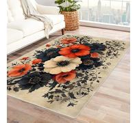 BOHUO 3D Grande tappeto vintage Vendemmia Tappeti con stampa, lavabile in lavatrice, per soggiorno bohémien, per camera da letto, sala da pranzo(Arancione 14)-180x270cm
