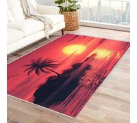 BOHUO 3D Tappeto Salotto Retro Spiaggia Oceano Fiori zen Tappeti Camera da Letto, Rug Antiscivolo Lavabile per Bambini Cameretta carpet(Rosa 10)-240x300cm