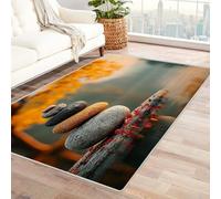 BOHUO 3D Tappeto Soggiorno Moderno Pelo Corto vintage Spiaggia Oceano Paesaggio zen Contemporaneo,Camera Da Letto, Cucina, Soggiorno carpet(Giallo 2)-240x300cm