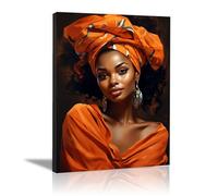 BOHUO Donna nera Quadro Verticale Stampa Su Tela Minimalista Quadro XXL Grande - Stampe da Parete Murale Arte Moderno Pittura(Arancione 8)-30x45cm Incorniciato