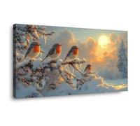 BOHUO Quadri Moderni Quadro Su Tela Canvas Stampe Da Parete Animali carini Quadri Moderna Minimalista di Fiori per Soggiorno Camera da Letto(Arancione 25)-50x100cm Incorniciato