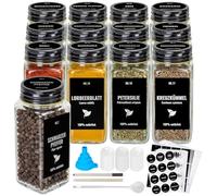Boic 12pcs Barattoli Per Spezie, 120ml Contenitori Per Spezie Con Nero Coperchio, Kit Per Condimenti Con Etichette, Imbuto, Spazzola, Pennarello Per La Conservazione Di Spezie, Contenitori Per Spezie