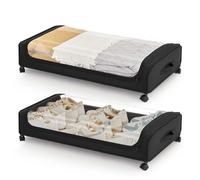 Boic 2 Pezzi Contenitori Sottoletto, 50l Contenitore Sottolettocon Ruote Con Ruote, Scatole Per Armadio Salvaspazio Organizer Sotto Letto In Metallo Per Vestiti, Scarpe, Coperte, Camera Da Letto