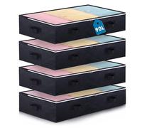 Boic 4 Pezzi Contenitori Sotto Il Letto, 90L Contenitore Sottoletto Pieghevole, Salvaspazio Organizer Sotto Letto Con Finestra Di Osservazione E Maniglia Scatole Sottoletto Per Vestiti, Coperte (Nero)