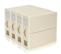 Boic 4 Pezzi Organizer Lenzuola Per Armadio, Scatola Organizer Per Biancheria Pieghevole, Organizzatori Pieghevoli Con Maniglie Scatole Per Lenzuola, Copripiumini, Vestiti E Coperte, Beige