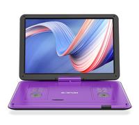 BOIFUN 17.5" Portable DVD Player with 15.6" Large HD Swivel Screen, 6 Hours Rechargeable Battery, Support USB/SD Card/Sync TV and Multiple Disc Formats DVD Player, High Volume Speaker, Purple