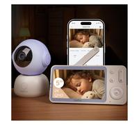 BOIFUN Video Baby Monitor 2K con Display 5", Telecamera a 360°, App iOS/Android, Rilevamento Pianto/Movimento/Temperatura, Visione Notturna, Batteria Potente, con/senza WiFi, per Neonati e Bambini