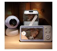 BOIFUN Video Baby Monitor 2K con Display 5", Telecamera a 360°, App iOS/Android, Rilevamento Pianto/Movimento/Temperatura, Visione Notturna, Batteria Potente, con/senza WiFi, per Neonati e Bambini