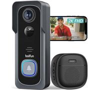 BOIFUN Videocitofono Wifi 2K UHD Campanello Senza Fili da Esterno con Suoneria e Allarme Immediato, 166°Angolo Visuale, Rilevamento Umano PIR, Audio Bidirezionale, Batteria ricaricabile, IP65, 2.4Ghz