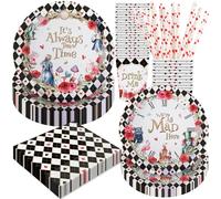 BOIKOKY 120 Pezzi Decorazioni per Feste di Compleanno a Tema Alice nel Paese delle Meraviglie, Articoli per Feste a Tema Alice in Wonderland | Per 24