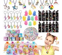 BOIKOKY 122 Pezzi Gadget Compleanno Unicorno Bambini, Unicorno Festa Bambina Regalo con Portachiavi Giveaway Regalini Fine Unicorno Festa Bambina Regalo Bambini Bambina