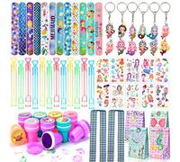 BOIKOKY 84 Pezzi Festa a Sirena Regalo di Compleanno per Bambini - Bracciale a Scatto a Sirena Tatuaggi Temporanei Portachiavi a Sirena Regalo per Bambini per Ragazze