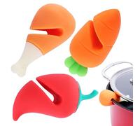 Boil Over Spill Stopper - 3X Silicone Proof Pan Cover Stand Holder Clip, Food Shape Pot Lid Holder, Overflow Stoppers, Cooking Accessories for Kitchen Restaurant