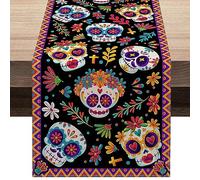 boiler Tovaglia per Tavolo Rettangolare | Runner da tavola Decorativi per Messicano,Tovaglia Rustica in Lino Forniture per Feste a Tema Messicano Decorazioni per l'altare del Giorno dei Morti